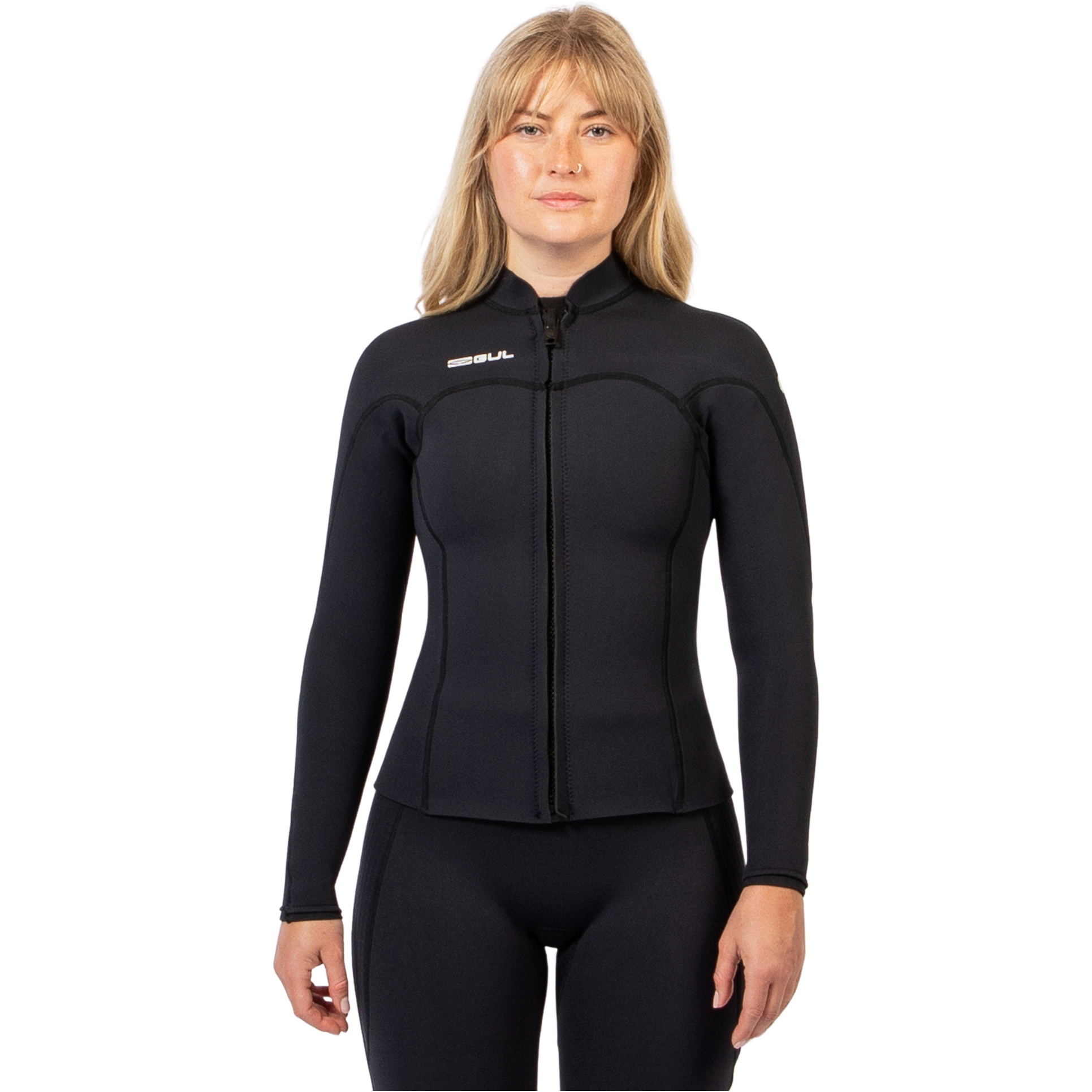 2026 Gul Womens Response Natur 3mm Front Zip Jacket RE6305-BKBK - Black